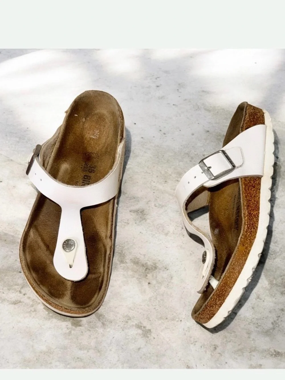 Birkenstock Gizeh white thong sandals women’s GIRL’s shoes size 35 4 4.5